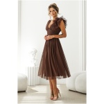 Warsaw Dress Hnedé tylové midi šaty Veľkosť: M