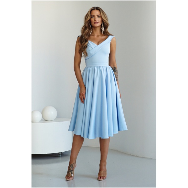 Warsaw Dress Svetlomodré áčkové midi šaty Veľkosť: XS