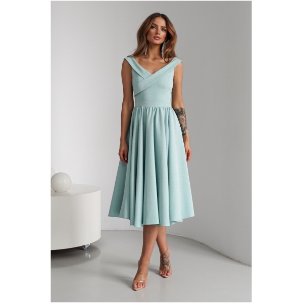 Warsaw Dress Zelené áčkové midi šaty Veľkosť: XL