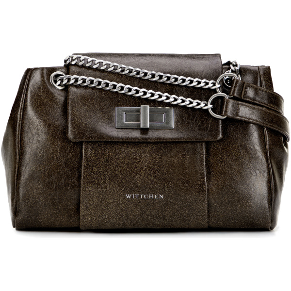 Zelená crossbody kabelka z imitácie kože s retiazkou a kovovou sponou 101-4Y-410-Z