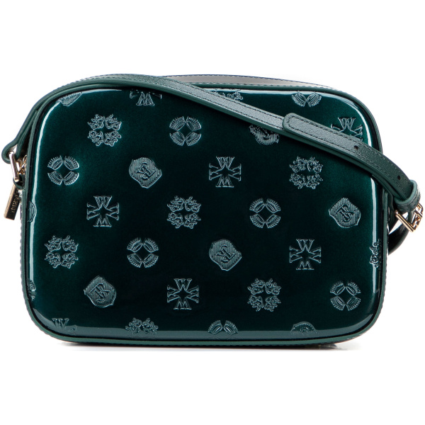 Zelená crossbody kabelka z lakovanej kože 29-4E-025-Z