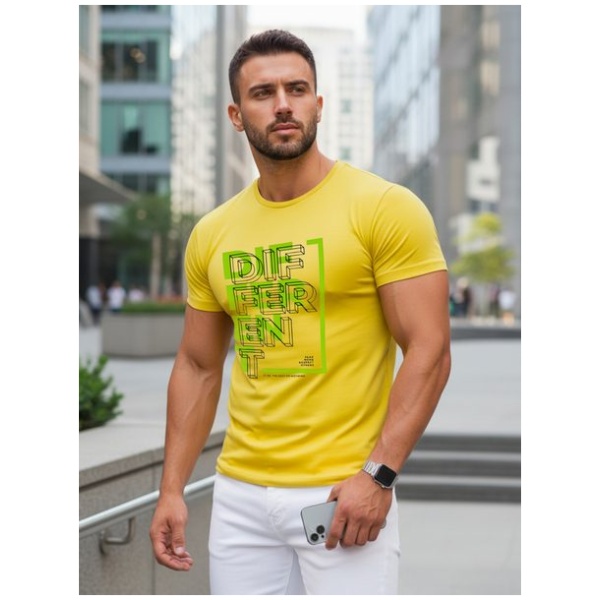 Žlté pánske tričko s nápisom DIFFERENT - XL