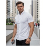 Biela košeľa slim fit s krátkym rukávom - XXL