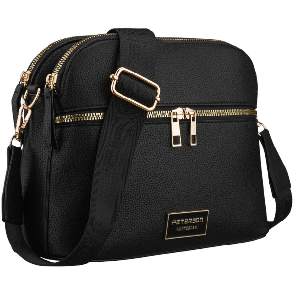 Dámska čierna mestská crossbody kabelka z ekokože - Peterson
