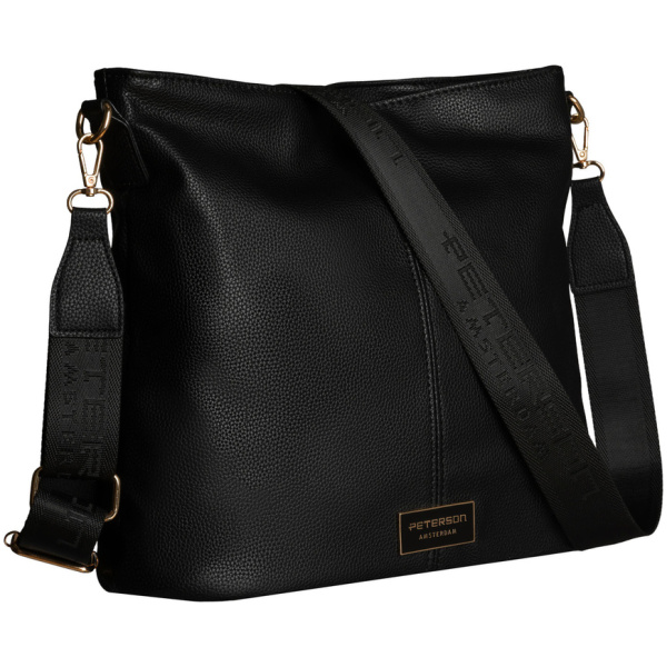 Dámska čierna väčšia crossbody kabelka z ekokože - Peterson