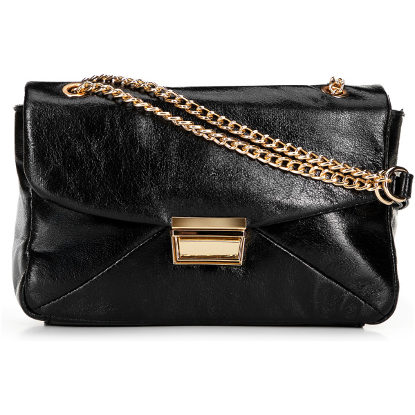 Dámska crossbody z lesklej ekokože čierna 100-4Y-217-1