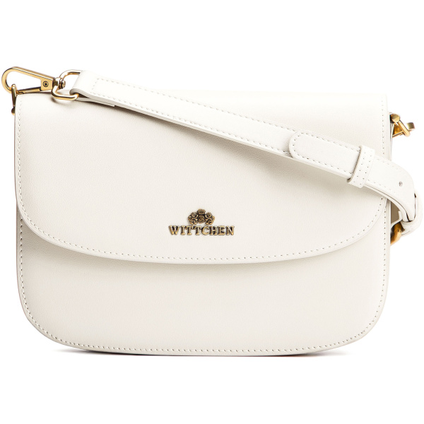 Dámska crossbody z prírodnej kože krémová 100-4E-214-0