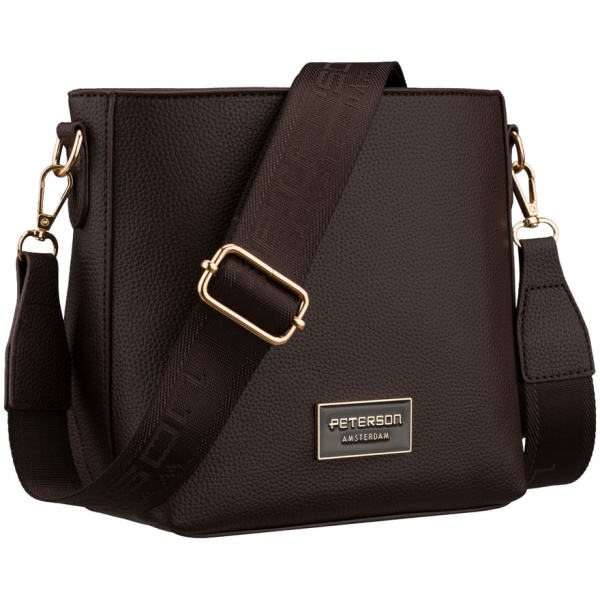 Dámska hnedá crossbody kabelka z ekokože - Peterson
