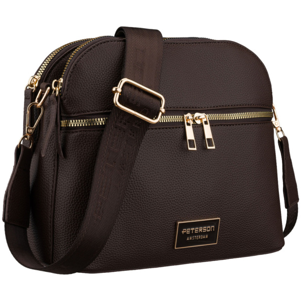 Dámska hnedá mestská crossbody kabelka z ekokože - Peterson