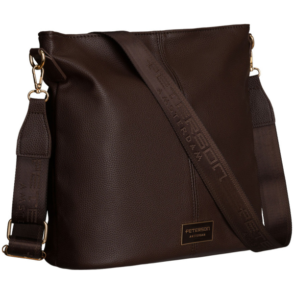 Dámska hnedá väčšia crossbody kabelka z ekokože - Peterson