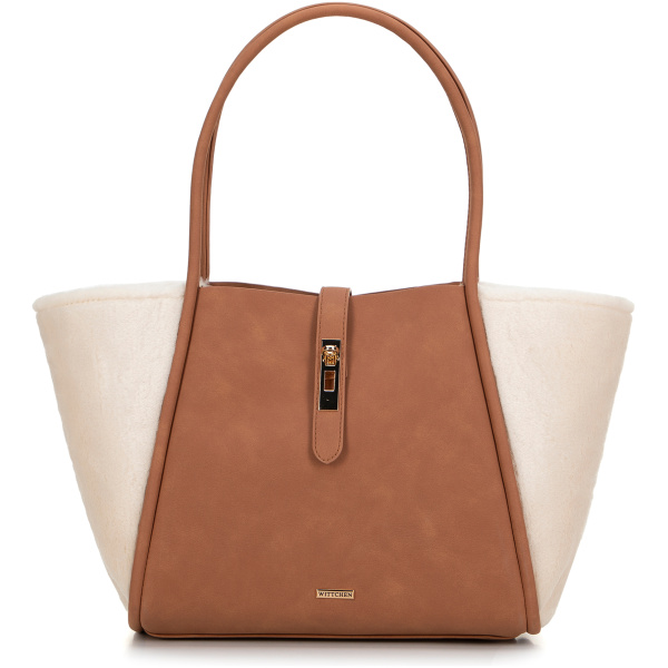 Dámska shopper kabelka z ekologickej kože béžová 99-4Y-219-9