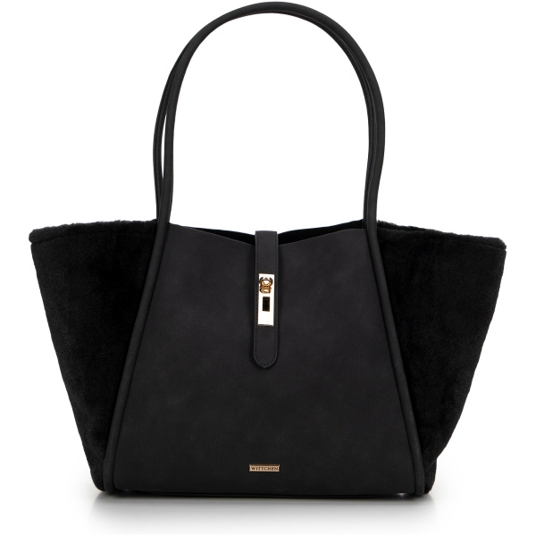 Dámska shopper kabelka z ekologickej kože čierna 99-4Y-219-1
