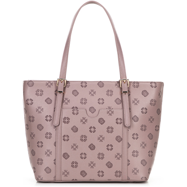 Dámska shopper kabelka z imitácie kože ružová s reliéfnym detailom 101-4Y-P05-P