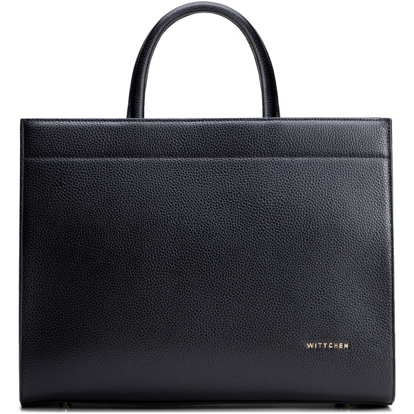 Dámska shopper kabelka z kože saffiano čierna 100-4E-619-1G