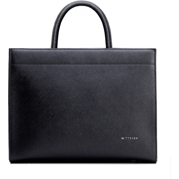 Dámska shopper kabelka z kože saffiano čierna 100-4E-619-1S
