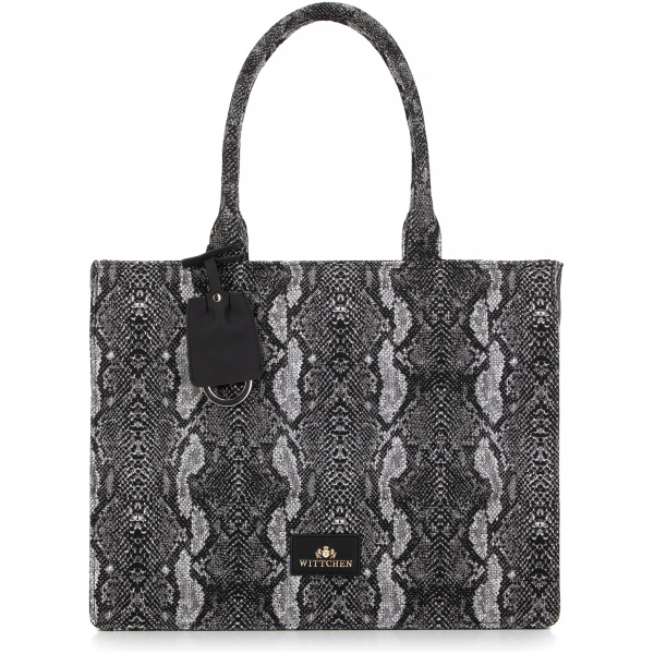 Dámska shopper kabelka zo žakáru čierno-sivá 99-4E-500-X8