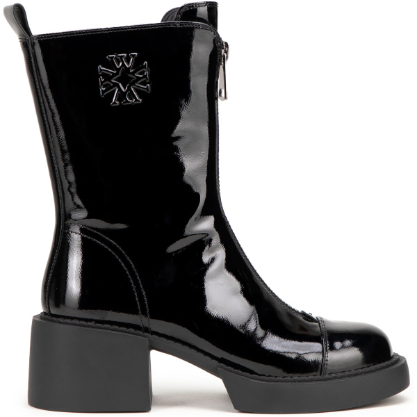 Dámske kožené členkové čižmy s monogramom čierno-strieborné 99-D-500-1L
