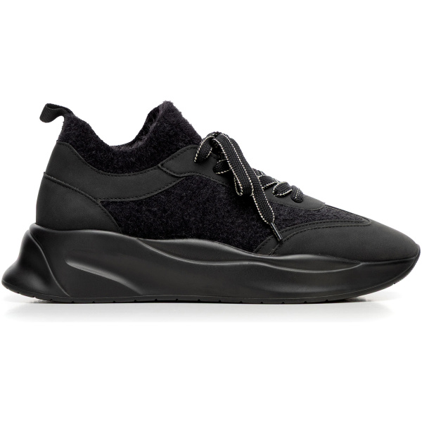 Dámske kožené sneakersy čierne 101-DP-504-1