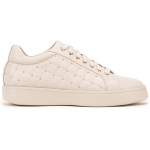 Dámske kožené sneakersy s prešívaným zvrškom krémové 99-D-508-0