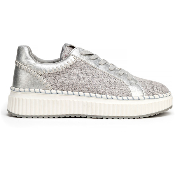 Dámske kožené sneakersy strieborné 100-DP-405-8