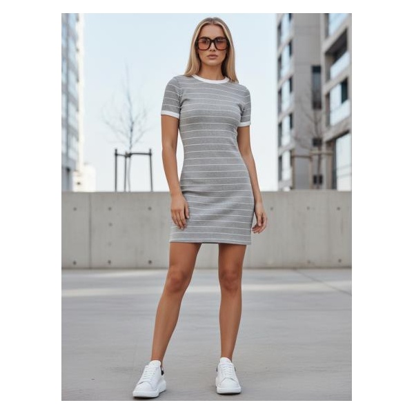 Dámske pruhované mini šaty FITLINES sivé