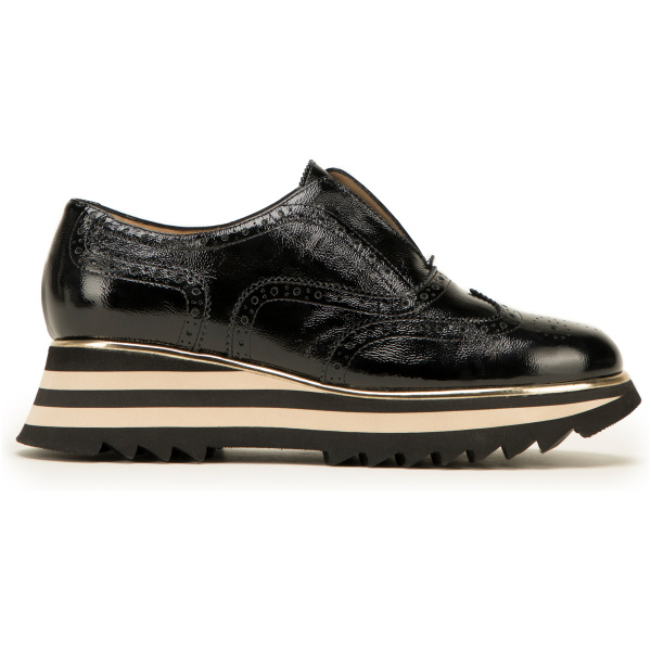 Dámske slip-on tenisky z lakovanej kože čierne 98-D-107-1