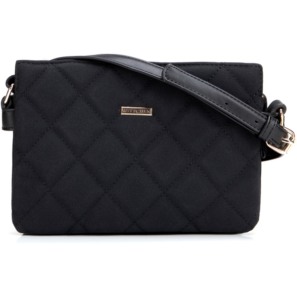 Dvojkomorová crossbody kabelka z imitácie semišu s prešívaním 94-4Y-618-1