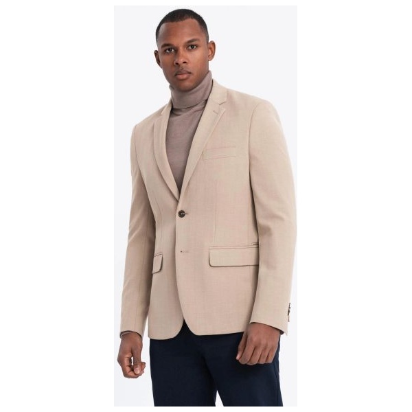 Elegantné béžové pánske sako V2 BLZB-0135 - S