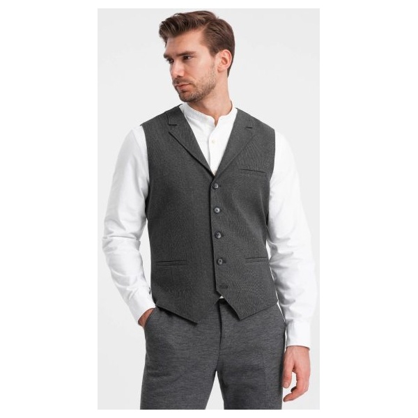 Jedinečná grafitová elegantná vesta V2 BLZV-0109 - XL