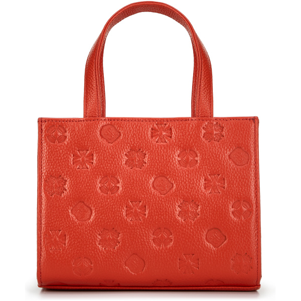 Kožená crossbody kabelka s razením oranžová 99-4E-303-6
