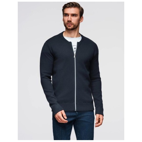 Módny tmavomodrý pánsky sveter na zips V1 SWZS-0146 - M