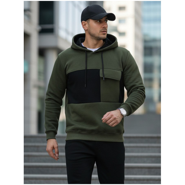 Pánska khaki mikina s kapucňou BX5913