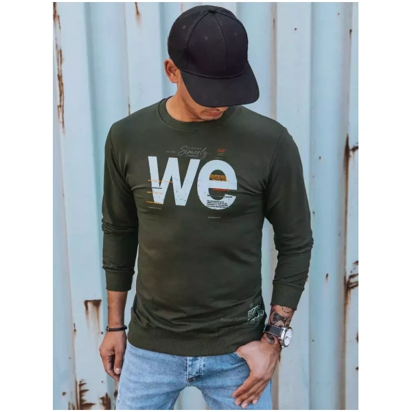Pánska khaki mikina s potlačou BX5368