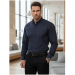 Pánska košeľa slim fit DX2689 – tmavomodrá košeľa s elegantným vzorom