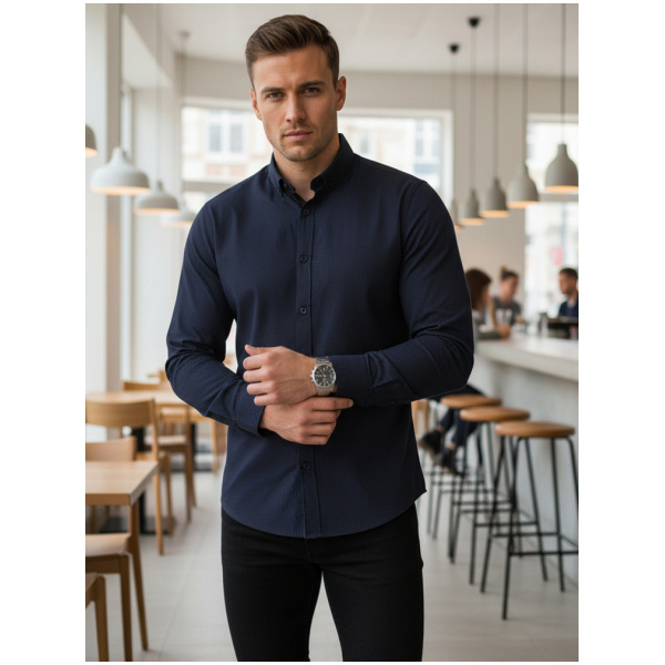 Pánska košeľa slim fit DX2691 – tmavomodrá košeľa skl.26