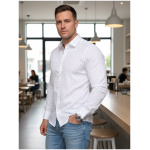 Pánska košeľa slim fit DX2699 – biela košeľa s jemným mikrovzorom
