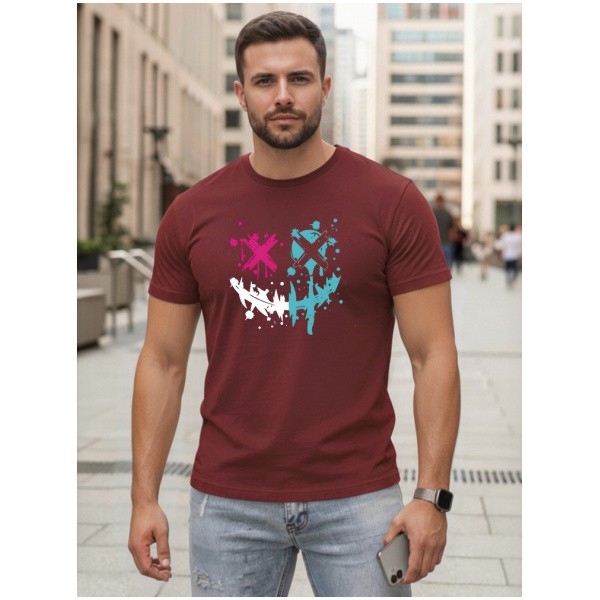 Pánske bordové bavlnené tričko streetwear Dstreet NX5100R skl.12