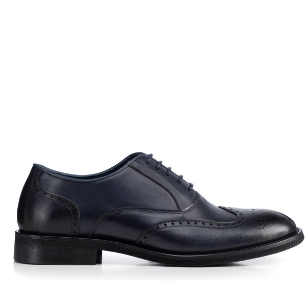 Pánske kožené oxfordky s perforáciou modré 100-M-511-N
