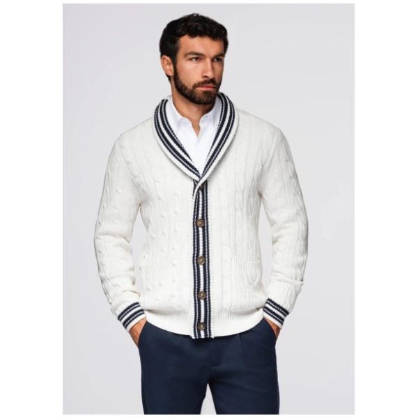 Pletený sveter pre mužov biely V1 OM-SWCD-0152 - XXL