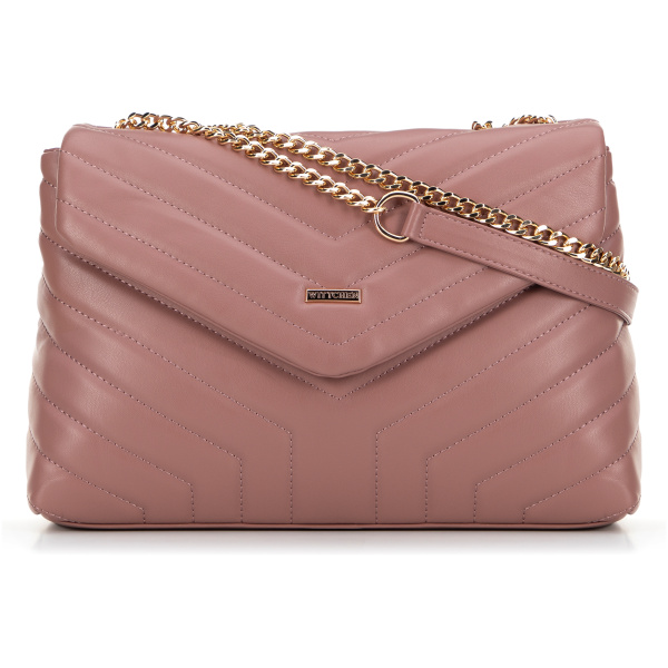 Ružová crossbody kabelka z imitácie kože s retiazkou a prešívaním 99-4Y-514-P