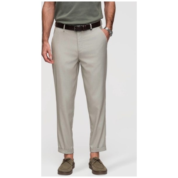 Trendy šedo-béžové chinos nohavice s elastickým pásom  V1 P1525 - S